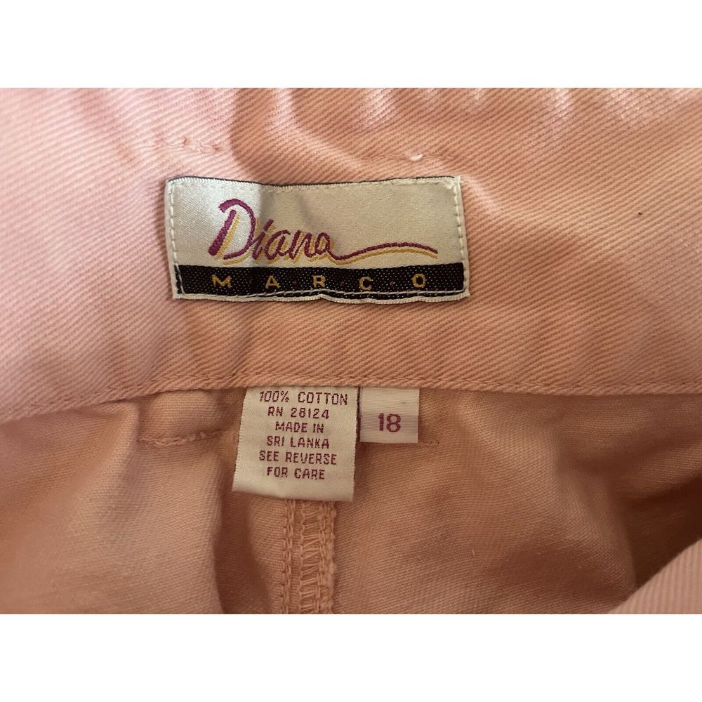 Vintage 90s Diana Marco Pink Mom Shorts Belted Cotton High‎ Rise Size 18 - Picture 3 of 3